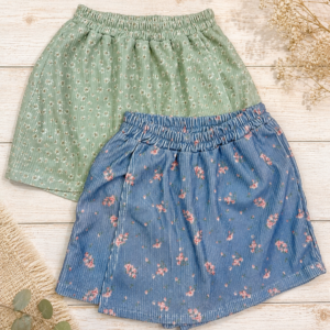 Pollera Short de Pana Floreada