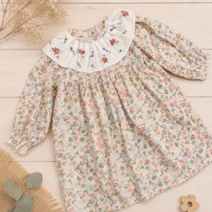 Vestido Pana Flores Cuello Bordado
