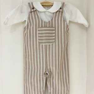 Enterito Rayas Beige y Crudo Forrado en Algodón