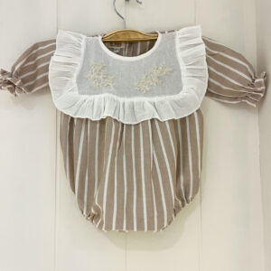 Ranita Bordada Rayas Beige y Crudo