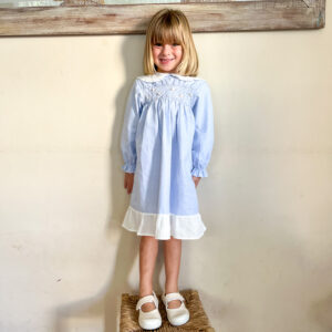 Vestido Smock Rayas Celeste y Blanco