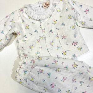 Conjunto Saco y Pantalón Flores Forrado en Algodón