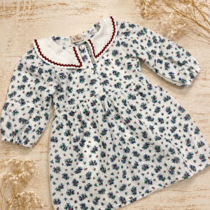 Vestido Muselina Flores Cuello Pico