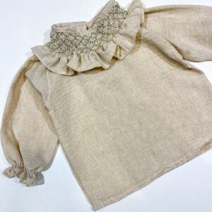 Camisa Lino Melange Cuello Smock
