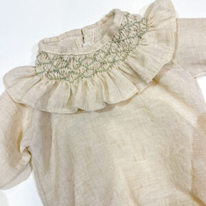 Camisa Lino Melange Cuello Smock