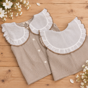 Camisa Cuello Gde Muselina Rayas Beige