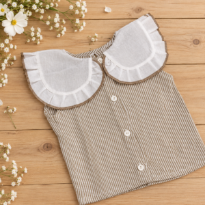Camisa Cuello Gde Muselina Rayas Beige
